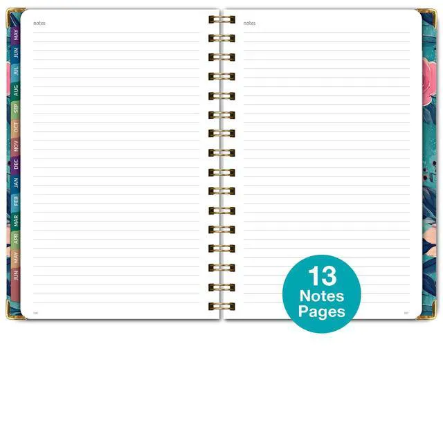 Alt view image 7 of 7 - HARDCOVER Academic Year 2026-2027 Planner: 14 Months (May 2026 Through June 2027) 5.5"x 8" Daily Weekly Monthly Planner Yearly Agenda. Bookmark, Pocket Folder and Sticky Note Set (Teal Floral)