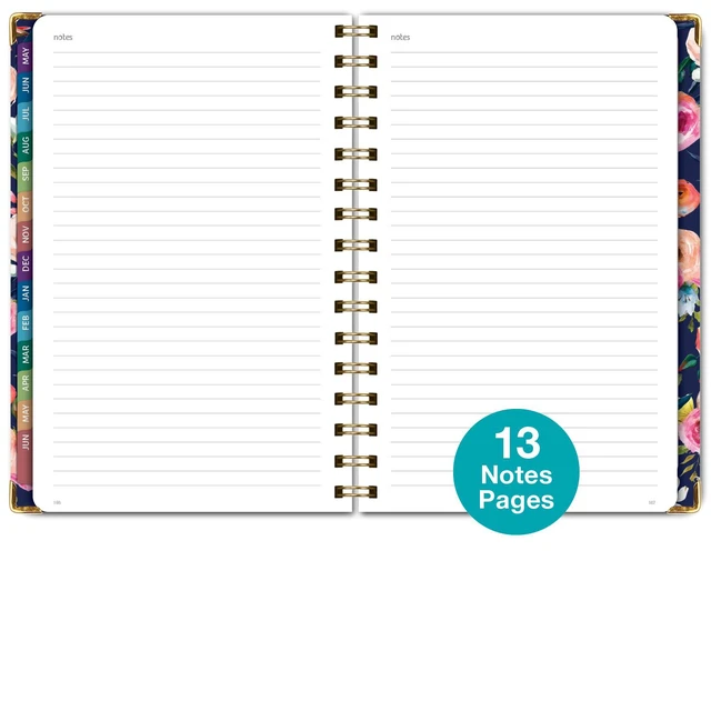 Alt view image 7 of 7 - HARDCOVER Academic Year 2026-2027 Planner: 14 Months (May 2026 Through June 2027) 5.5"x 8" Daily Weekly Monthly Planner Yearly Agenda. Bookmark, Pocket Folder and Sticky Note Set (Small Navy Floral)