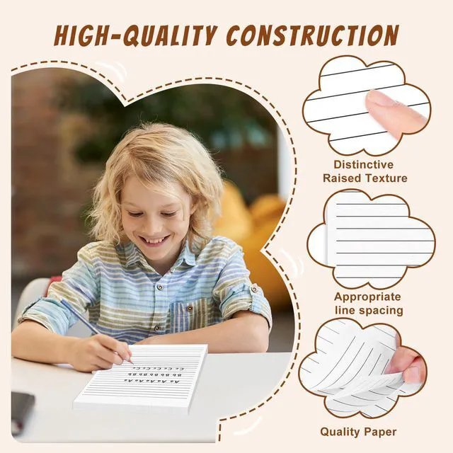 Alt view image 3 of 7 - 500 Sheets Handwriting Paper 0.375 Narrow Ruled 8.5x11 for 3rd Grade Up Spacing Raised Line Writing Paper Tactile Handwriting Paper Multi-Sensory Ruled Handwriting Tablet for 3rd Grade and Up