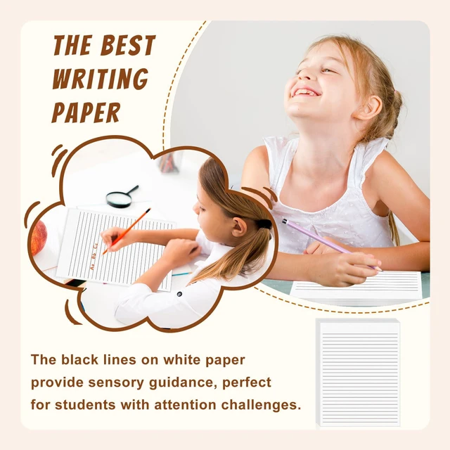 Alt view image 5 of 7 - 500 Sheets Handwriting Paper 0.375 Narrow Ruled 8.5x11 for 3rd Grade Up Spacing Raised Line Writing Paper Tactile Handwriting Paper Multi-Sensory Ruled Handwriting Tablet for 3rd Grade and Up