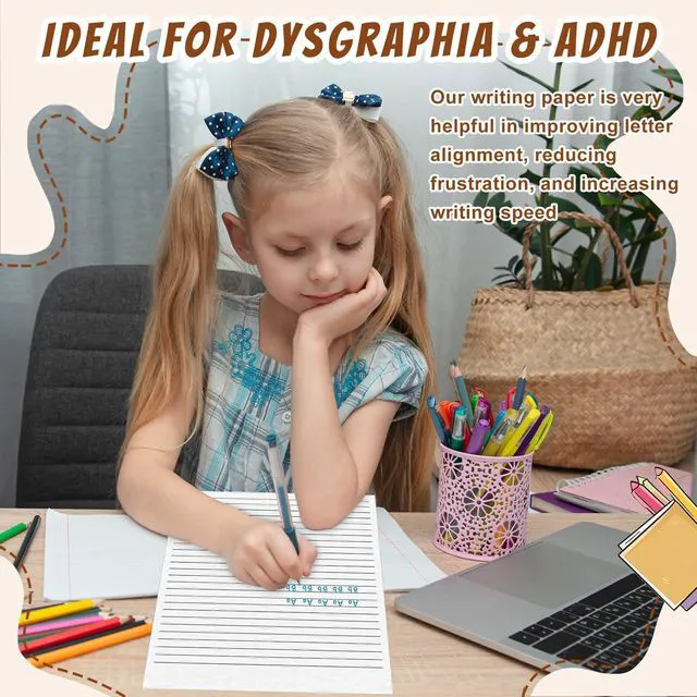 Alt view image 6 of 7 - 500 Sheets Handwriting Paper 0.375 Narrow Ruled 8.5x11 for 3rd Grade Up Spacing Raised Line Writing Paper Tactile Handwriting Paper Multi-Sensory Ruled Handwriting Tablet for 3rd Grade and Up