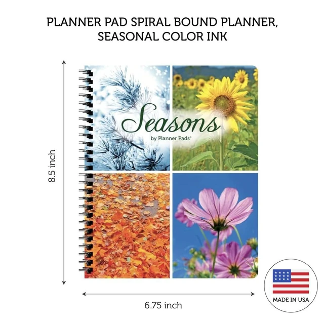 Alt view image 3 of 6 - Spiral Bound July 2026 June 2027 / Academic Year 6 3/4" x 8 1/2" Medium 3-Tier Funnel Down 12 Month/Weekly Organizer, Seasonal Color Ink