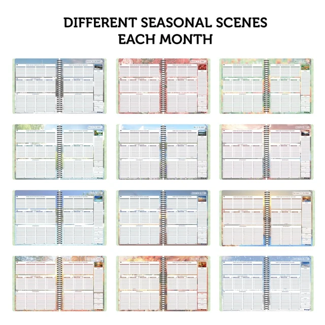 Alt view image 4 of 6 - Spiral Bound July 2026 June 2027 / Academic Year 6 3/4" x 8 1/2" Medium 3-Tier Funnel Down 12 Month/Weekly Organizer, Seasonal Color Ink