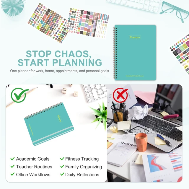 Alt view image 6 of 7 - 2027 Planner, Weekly and Monthly Calendar Planner Book, JAN 2027 - DEC 2027 Letter(8.5'' x 11''), Hardcover, Sprial Bound, Inner Pocket, Office and School Use, Back to School Supplies