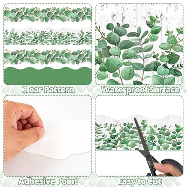 Alt view image 4 of 7 - 168ft Bulletin Board Borders Decorations, Eucalyptus Classroom Decor, Eucalyptus Greenery Scalloped Border Trim for Teacher School Office Supplies Classroom Door Wall Decor, 5 Patterns