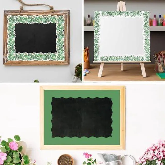 Alt view image 7 of 7 - 168ft Bulletin Board Borders Decorations, Eucalyptus Classroom Decor, Eucalyptus Greenery Scalloped Border Trim for Teacher School Office Supplies Classroom Door Wall Decor, 5 Patterns