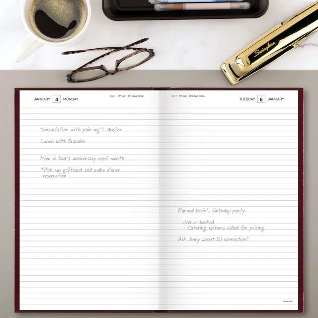 Alt view image 2 of 7 - 2027 Daily Planner, Standard Diary, 7.75" x 12" Journal, Hardcover, Red (SD3761327)