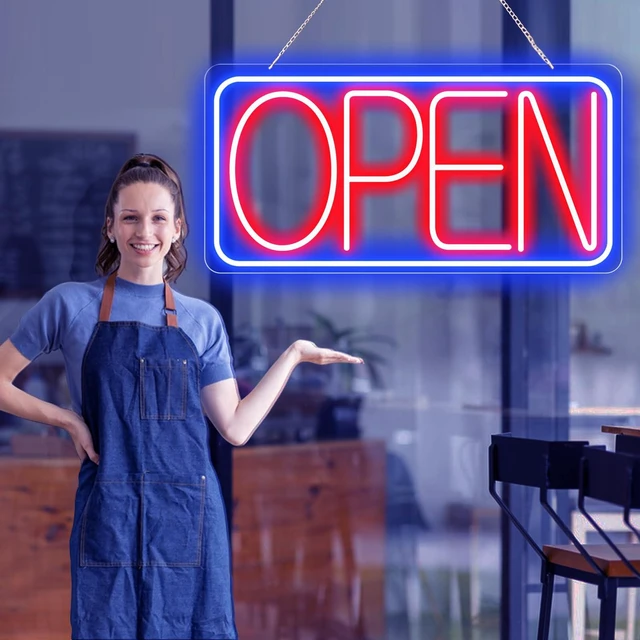 Alt view image 3 of 7 - 22" X 11" Led Neon Open Signs for Business Ultra Bright Plug In Electric Light Up Large Open Signs with ON/OFF Switch and 12V/2A AC Adapter for Storefront Window Bar Salon Coffee Stores (Horizontal)
