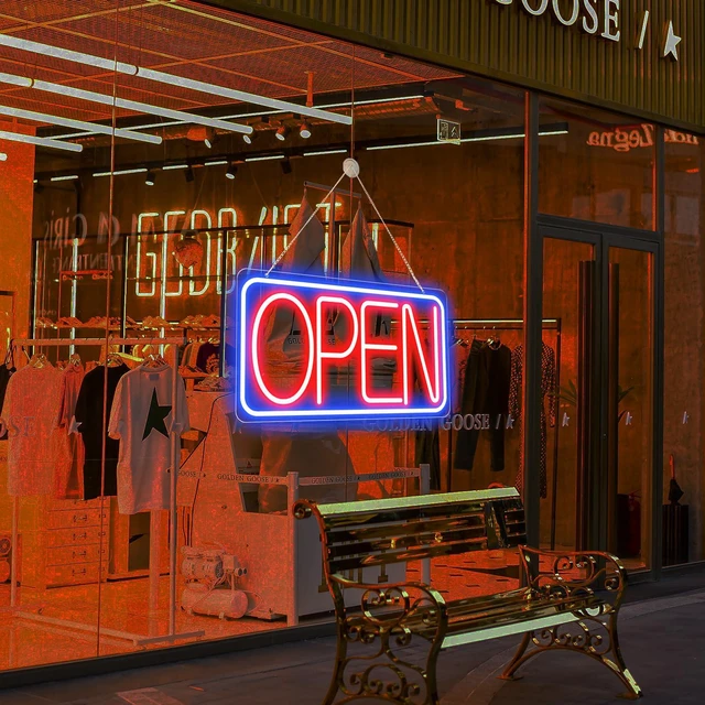 Alt view image 7 of 7 - 22" X 11" Led Neon Open Signs for Business Ultra Bright Plug In Electric Light Up Large Open Signs with ON/OFF Switch and 12V/2A AC Adapter for Storefront Window Bar Salon Coffee Stores (Horizontal)