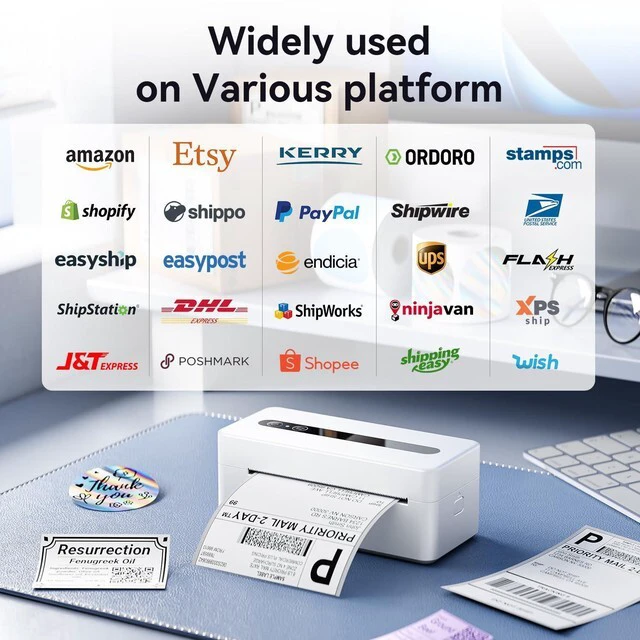 Alt view image 5 of 7 - Bluetooth Thermal Label Printer, 4X6 Shipping Label Printer for Small Business, Thermal Printer Scanner Accessories Compatible with Phone, iOS, Android, Windows, Mac, Amazon, Shopify