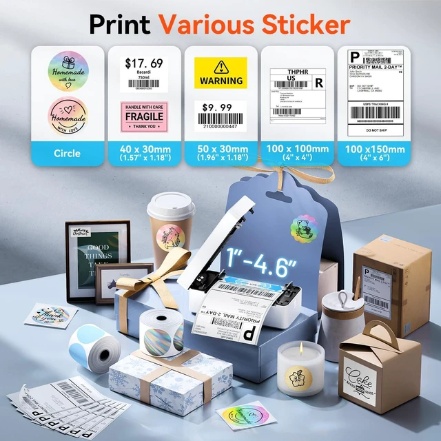 Alt view image 7 of 7 - Bluetooth Thermal Label Printer, 4X6 Shipping Label Printer for Small Business, Thermal Printer Scanner Accessories Compatible with Phone, iOS, Android, Windows, Mac, Amazon, Shopify