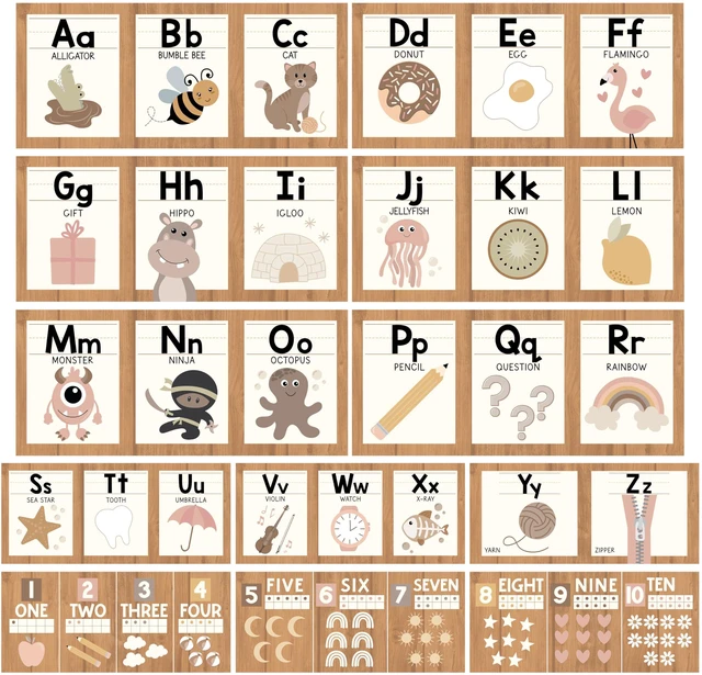 Main image of Alphabet for Classroom Wall Decor -Alphabet Poster & Letters ABC Letters and Number Card for Preschool & Kindergarten Boho Classroom Decoration, Homeschool Decor and Daycare Essentials