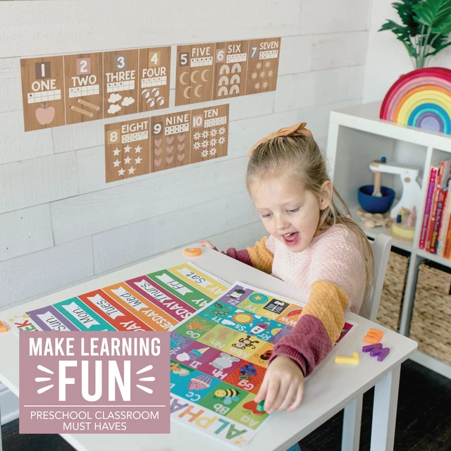 Alt view image 2 of 7 - Alphabet for Classroom Wall Decor -Alphabet Poster & Letters ABC Letters and Number Card for Preschool & Kindergarten Boho Classroom Decoration, Homeschool Decor and Daycare Essentials
