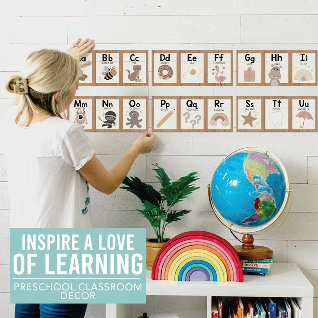 Alt view image 6 of 7 - Alphabet for Classroom Wall Decor -Alphabet Poster & Letters ABC Letters and Number Card for Preschool & Kindergarten Boho Classroom Decoration, Homeschool Decor and Daycare Essentials