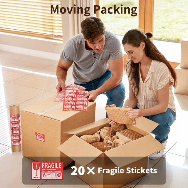 Alt view image 7 of 7 - Honeycomb Packing Paper, 15" x 131' Bubble Wrap Roll for Packing Eco-Friendly Honeycomb Packing Paper, Durable Cushioning For Shipping&Moving, W/ 20 Fragile Sticker Labels For Fragile Goods