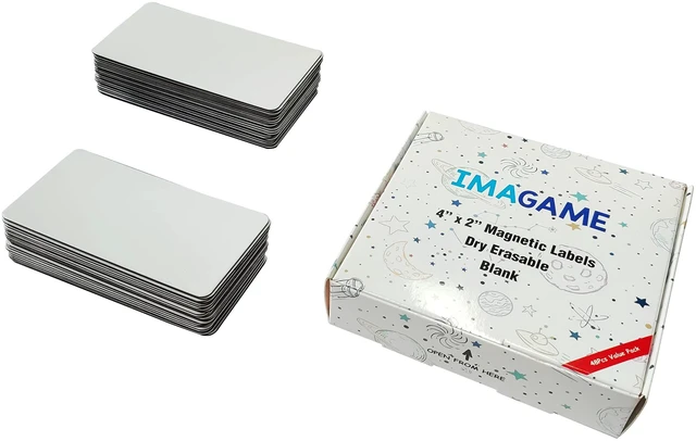 Alt view image 3 of 5 - Blank Magnetic Dry Erase Magnets Labels, 4" x 2", 48 Pack Erasable Magnets for Whiteboard, Multipurpose White Magnetic Labels to Write On, For Classroom, Home, Education, Office