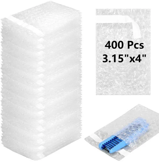 Main image of Bubble Bags Double Bubble Pouches, 3.15 x 4 Inch, 400 Pcs Clear Protective Pouches, Thickening Shockproof Design, Self Seal Cushion Wrap for Packing Storage Moving Fragile