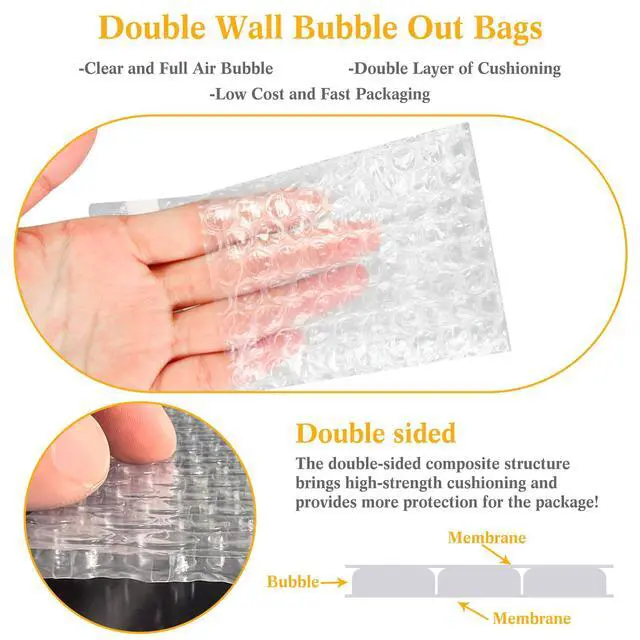 Alt view image 4 of 7 - Bubble Bags Double Bubble Pouches, 3.15 x 4 Inch, 400 Pcs Clear Protective Pouches, Thickening Shockproof Design, Self Seal Cushion Wrap for Packing Storage Moving Fragile