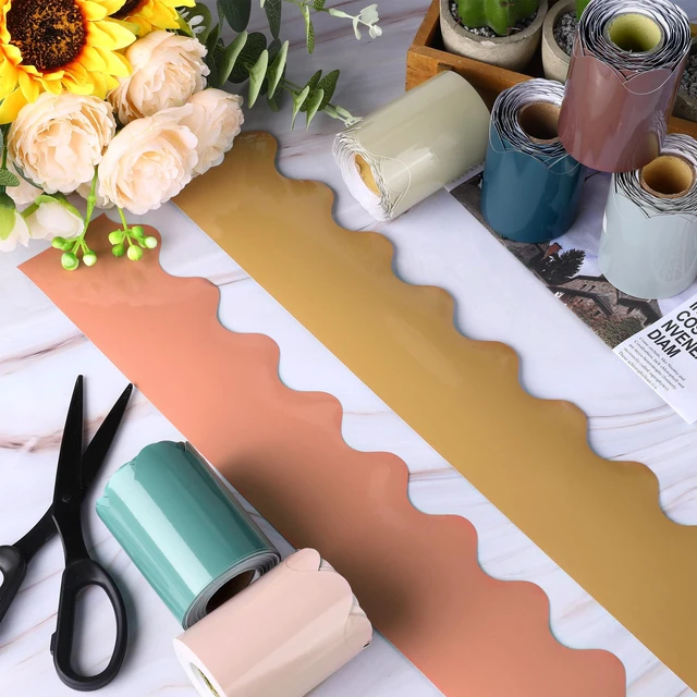Alt view image 4 of 7 - 8 Rolls 262.4 Feet Scalloped Bulletin Board Borders Bulletin Boarder Trim School Decoration Borders for School, Classroom Decoration, Boho Colors