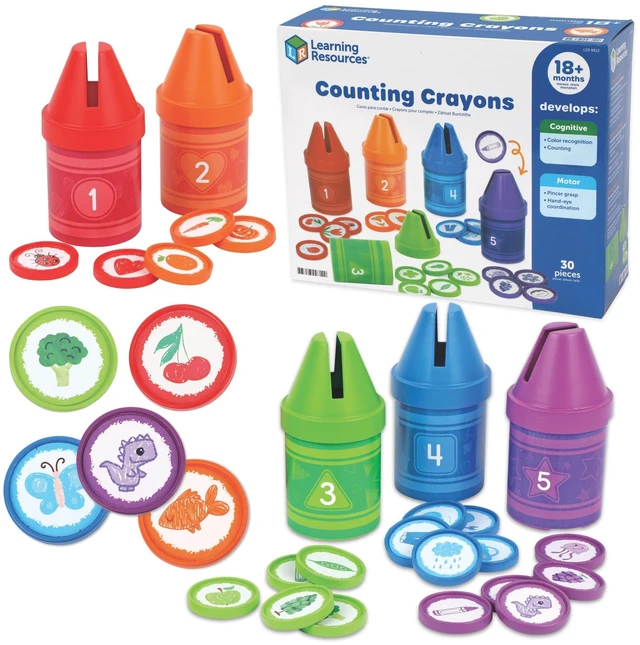 Main image of Counting Crayons Color Sorting and Counting Toys, Math Counters for Kids, Toddler Toys, Math Manipulatives, Teacher Must Haves