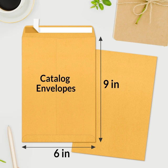 Alt view image 2 of 6 - 6x9 Manilla Envelopes, 28lb Brown Kraft, Ultra Strong Quick-Seal Security Catalog Mailing Envelopes for Flat Letter Size Documents or Photos, 100 Count