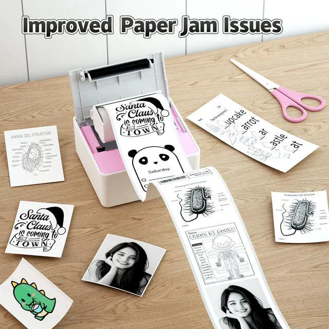 Alt view image 2 of 7 - Mini Portable Sticker Printer with 1 Roll Sticker Paper Inkless Bluetooth Thermal Printer for iPhone & Android, Pocket Printer for Labels, Barcodes, DIY Journaling, Kids Gift