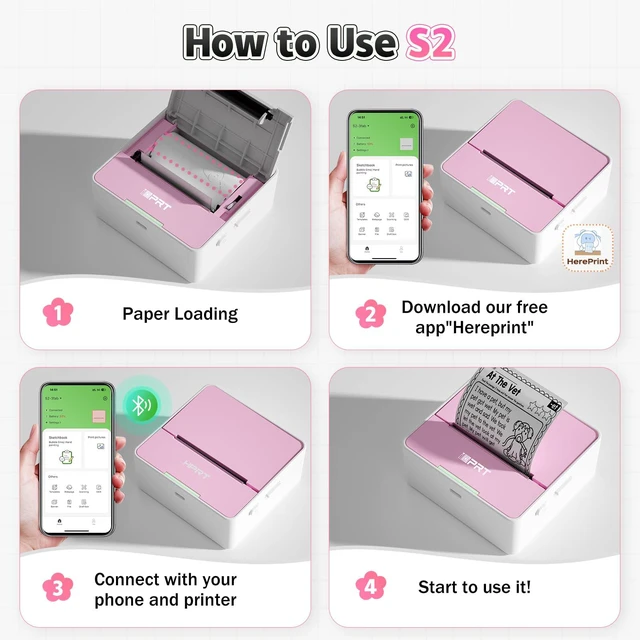 Alt view image 3 of 7 - Mini Portable Sticker Printer with 1 Roll Sticker Paper Inkless Bluetooth Thermal Printer for iPhone & Android, Pocket Printer for Labels, Barcodes, DIY Journaling, Kids Gift