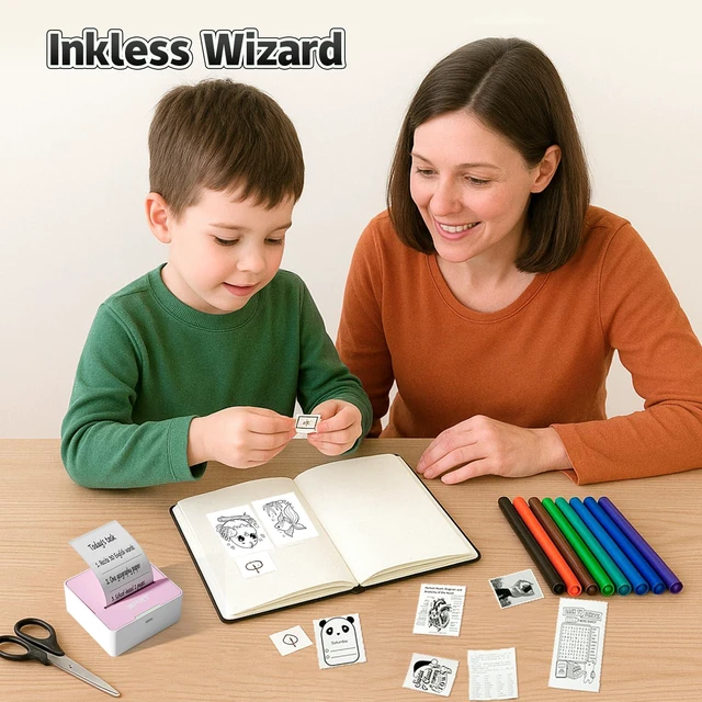 Alt view image 7 of 7 - Mini Portable Sticker Printer with 1 Roll Sticker Paper Inkless Bluetooth Thermal Printer for iPhone & Android, Pocket Printer for Labels, Barcodes, DIY Journaling, Kids Gift