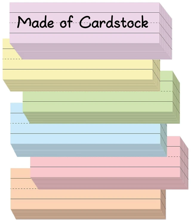 Main image of 120 Pcs Sentence Strips, 3 x 12 Inch Ruled Cardstock, Pastel Colors For Word Building, Sentence Practice, Bulletin Boards; 6 Pastel Colors, Double-Sided Writing Cardstock