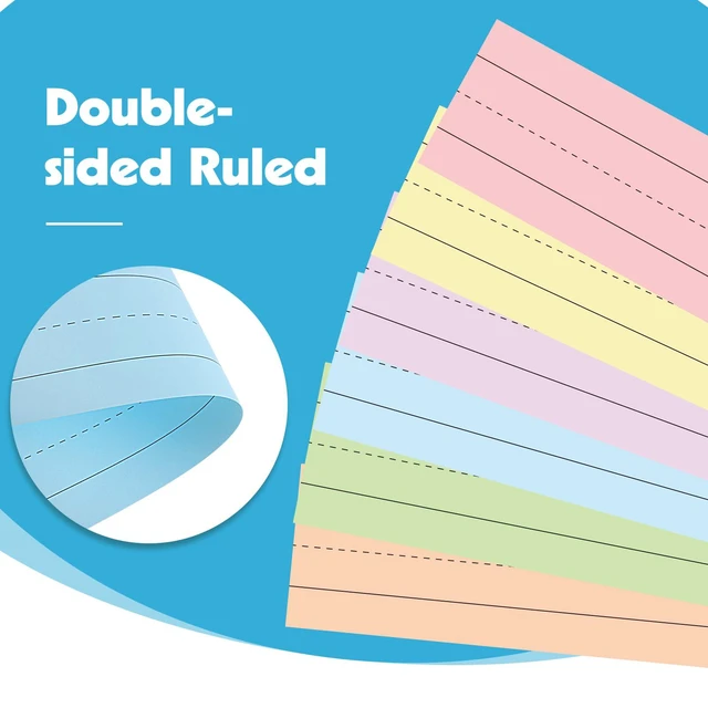 Alt view image 4 of 7 - 120 Pcs Sentence Strips, 3 x 12 Inch Ruled Cardstock, Pastel Colors For Word Building, Sentence Practice, Bulletin Boards; 6 Pastel Colors, Double-Sided Writing Cardstock