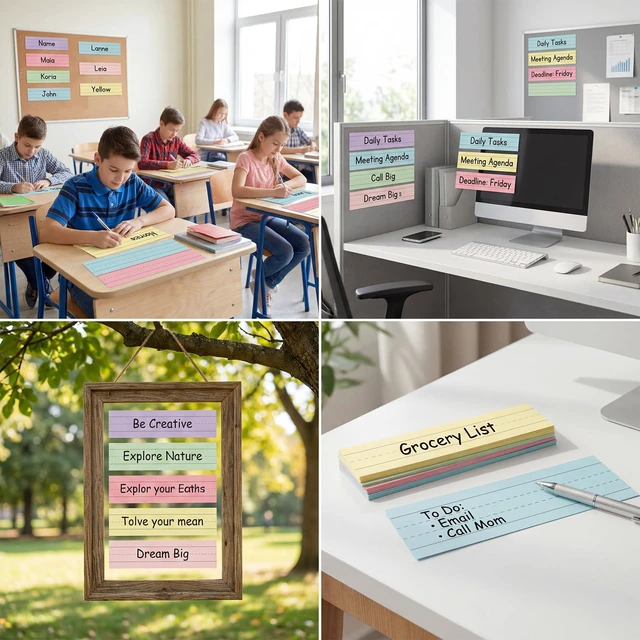 Alt view image 6 of 7 - 120 Pcs Sentence Strips, 3 x 12 Inch Ruled Cardstock, Pastel Colors For Word Building, Sentence Practice, Bulletin Boards; 6 Pastel Colors, Double-Sided Writing Cardstock
