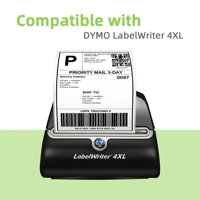 Alt view image 4 of 7 - Compatible 4" x 6" Direct Thermal Label Replacement for DYMO 1744907 Postage Address Shipping Compatible with Dymo 4XL, Rollo & Zebra Printer Permanent Adhesive (12 Rolls, 220 Labels/Roll)