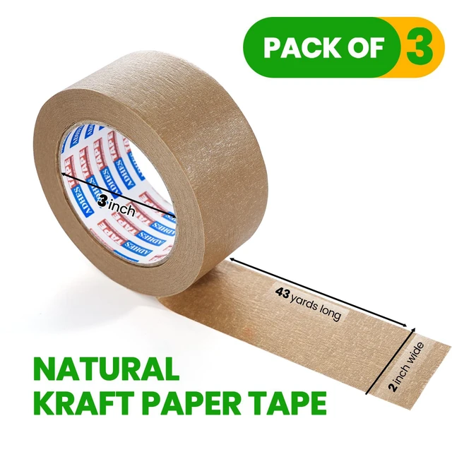 Alt view image 6 of 6 - Heavy Duty Paper Packing Tape Kraft Paper Tape Eco Friendly & Biodegradable, Writable & Uncoated Brown Packing Tape for Masking, Sealing,Packaging Use, 2In x 43Yds x 3Rolls