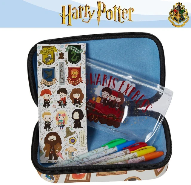 Alt view image 5 of 7 - Harry Potter Hogwarts Pencil Case Set with Stickers and Gel Pens for Kids, Molded with Zip Closure