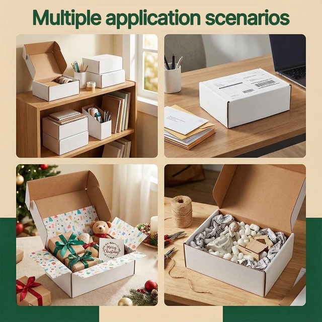 Alt view image 2 of 7 - 20 Pack 11x8x4 Inch White Shipping Boxes, Corrugated Cardboard Mailer Boxes for Small Business Packaging, Easy-to-Fold Design for Mailing, Gift Wrapping, and Everyday Organizing