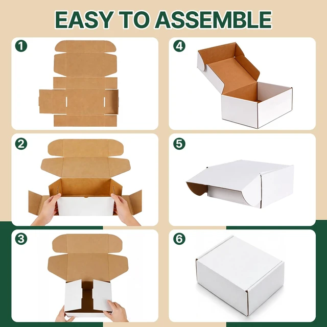 Alt view image 5 of 7 - 20 Pack 11x8x4 Inch White Shipping Boxes, Corrugated Cardboard Mailer Boxes for Small Business Packaging, Easy-to-Fold Design for Mailing, Gift Wrapping, and Everyday Organizing