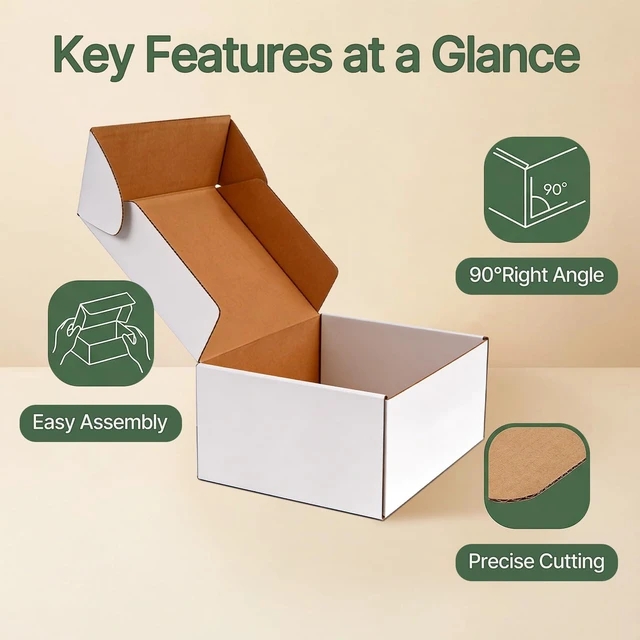 Alt view image 6 of 7 - 20 Pack 11x8x4 Inch White Shipping Boxes, Corrugated Cardboard Mailer Boxes for Small Business Packaging, Easy-to-Fold Design for Mailing, Gift Wrapping, and Everyday Organizing