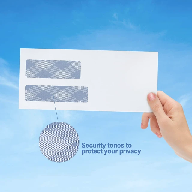 Alt view image 5 of 7 - 1000 Pack #9 Double Window Self-Seal Envelopes, Security Tinted Size 3 7/8 X 8 7/8 Inch, For Quickbooks Invoices, Business Statements & Documents, 24 LB Paper