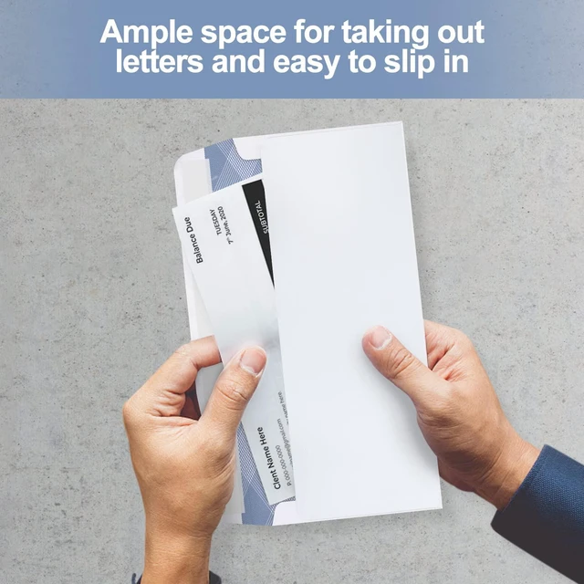 Alt view image 6 of 7 - 1000 Pack #9 Double Window Self-Seal Envelopes, Security Tinted Size 3 7/8 X 8 7/8 Inch, For Quickbooks Invoices, Business Statements & Documents, 24 LB Paper