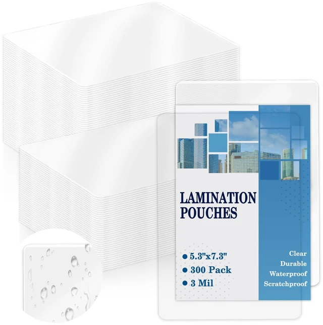 Main image of 300 Pack 3mil Thermal Laminating Pouches 5x7" Photo Size Laminating Sheets Laminate Pouches Clear Laminator Pouches for Flashcards Sign Cards Flyer Menu Certificates