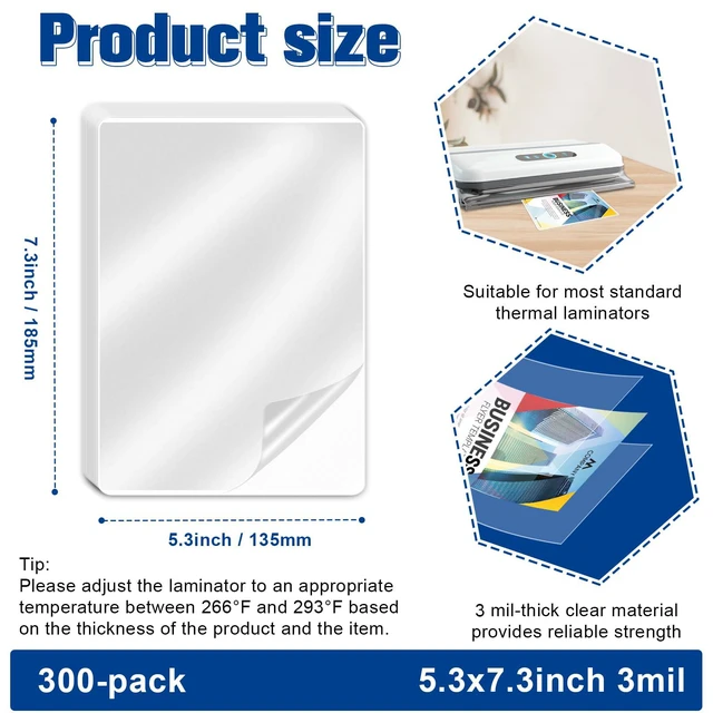 Alt view image 2 of 7 - 300 Pack 3mil Thermal Laminating Pouches 5x7" Photo Size Laminating Sheets Laminate Pouches Clear Laminator Pouches for Flashcards Sign Cards Flyer Menu Certificates