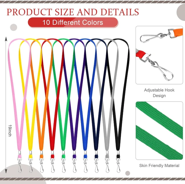 Alt view image 2 of 7 - 1000 Pack Bulk Lanyards for ID Name Badges Holder Flat Lanyards with Hook Clip Swivel for Office School Accessories (Multi Colors)