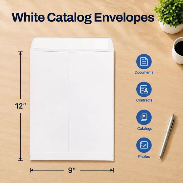 Alt view image 2 of 7 - 9 x 12 Catalog Envelopes Self Seal, Security Mailing Envelopes, 28lb White Paper, Ultra Strong Quick-Seal for Documents, Office & Business Use, 250 Pack