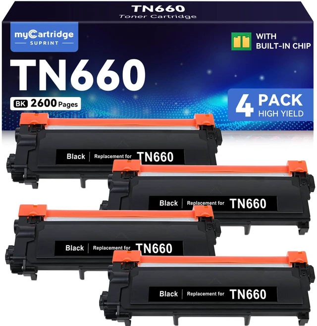 Main image of Compatible TN660 Toner Replacement for Brother TN660 Replacement for Brother TN660 Toner for HL-L2300D HL-L2305W MFC-L2700DW MFC-L2707DW Printer for Home Office, 4 Pack with chip