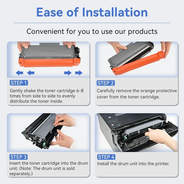 Alt view image 5 of 6 - Compatible TN660 Toner Replacement for Brother TN660 Replacement for Brother TN660 Toner for HL-L2300D HL-L2305W MFC-L2700DW MFC-L2707DW Printer for Home Office, 4 Pack with chip