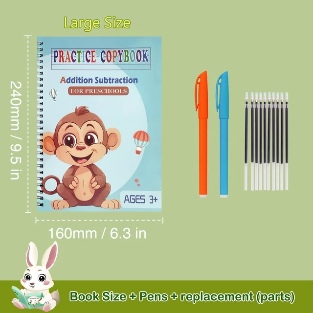 Alt view image 3 of 7 - Reusable Grooved Handwriting Workbooks,Magic Copybook,Magic Writing Practice Copy Books, to Help Children Improve Their Handwriting Ink Practice Age 3-8 Calligraphy for Kids(5-Book Gift Set)