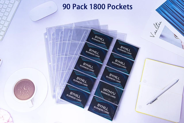Alt view image 6 of 6 - 90 Pack 1800 Pockets Business Card Sleeves Binder Sheets, Ultra-Clear Business Card Pages for 2/3/4 Ring Binder, Double Sided 10 Pocket Credit Card Pages
