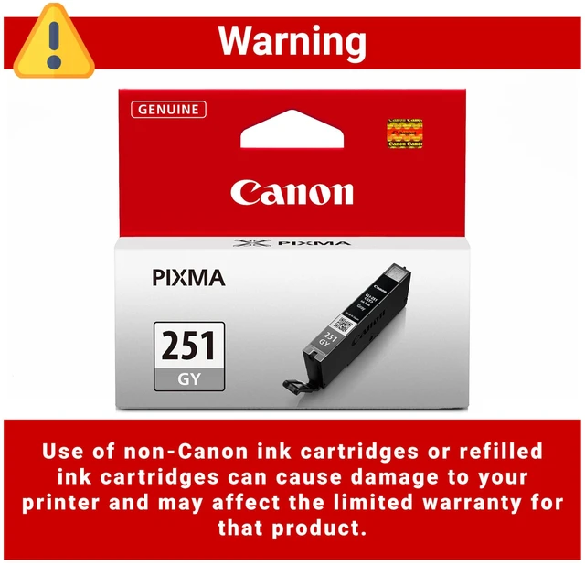 Alt view image 3 of 6 - CLI-251 Genuine Gray Ink Tank, Compatible with MG6320, MG7120, iP8720, and MG7520 Printers