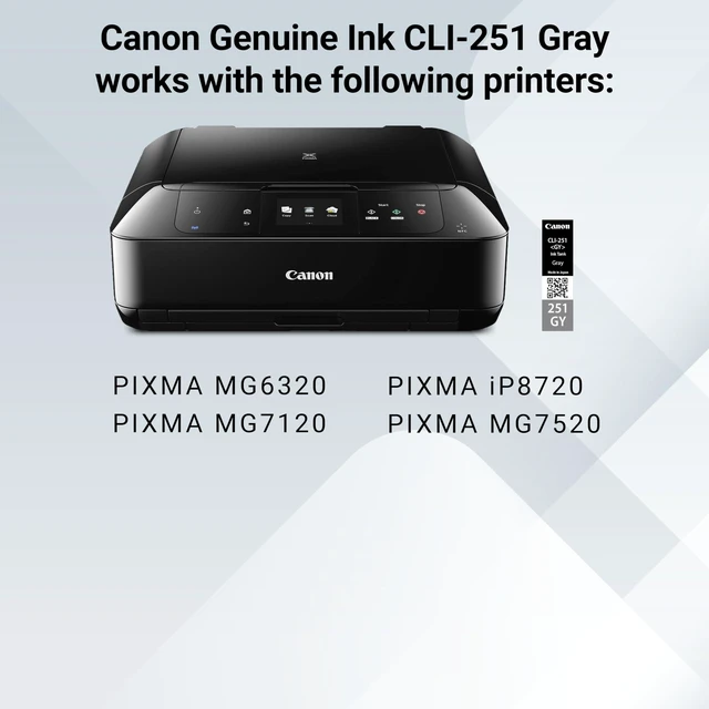 Alt view image 5 of 6 - CLI-251 Genuine Gray Ink Tank, Compatible with MG6320, MG7120, iP8720, and MG7520 Printers