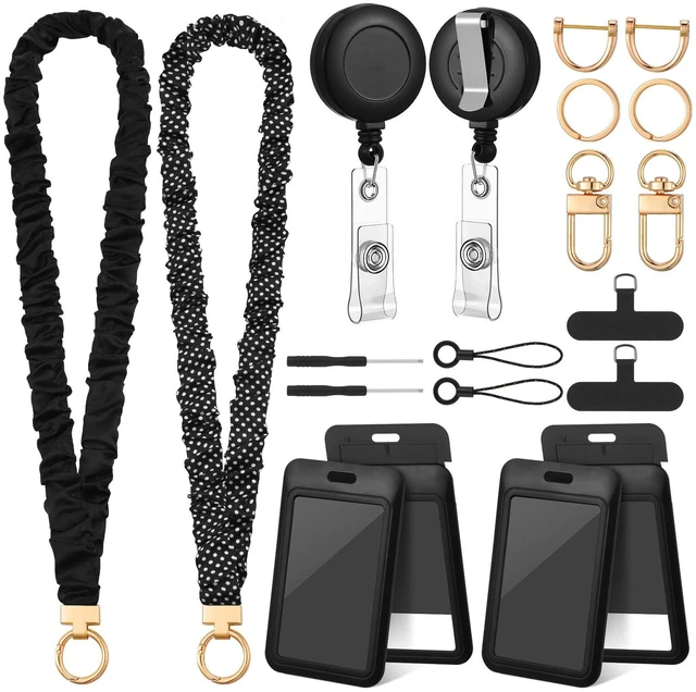 Main image of 2 Set Scrunchies Lanyards for Id Badges, Stretchy Lanyard for Women Teacher Nurse